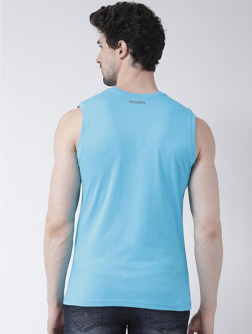 light blue chest print t-shirt - 17267475 - Standard Image - 2