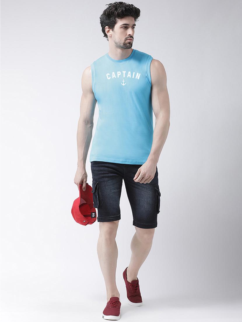 light blue chest print t-shirt - 17267475 - Zoom Image - 3