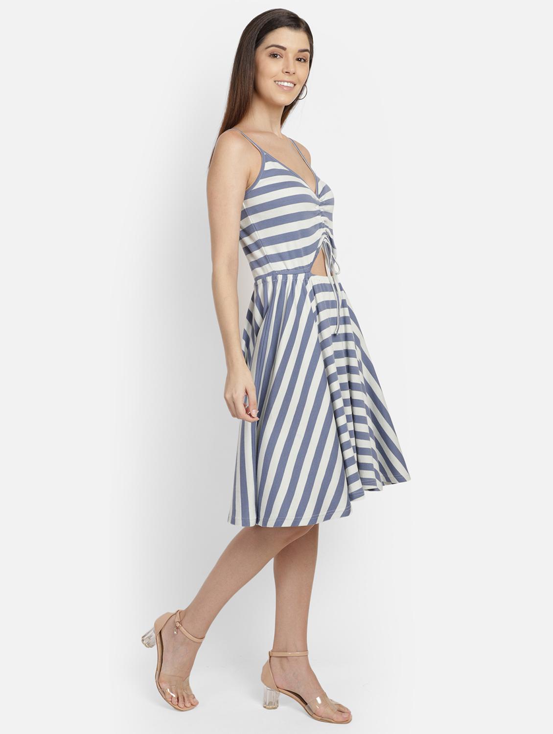 women's fit & flare striped dress - 17288540 - Zoom Image - 2