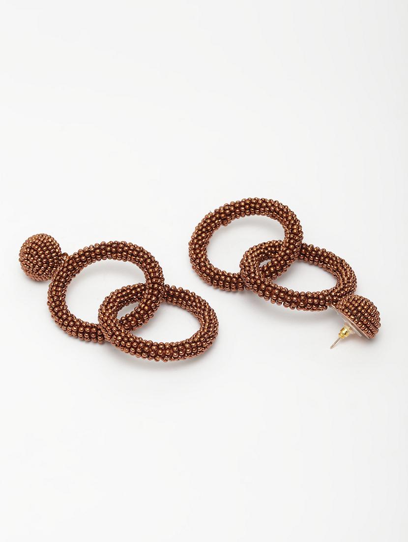 brown metal drop earring - 17289449 - Standard Image - 2