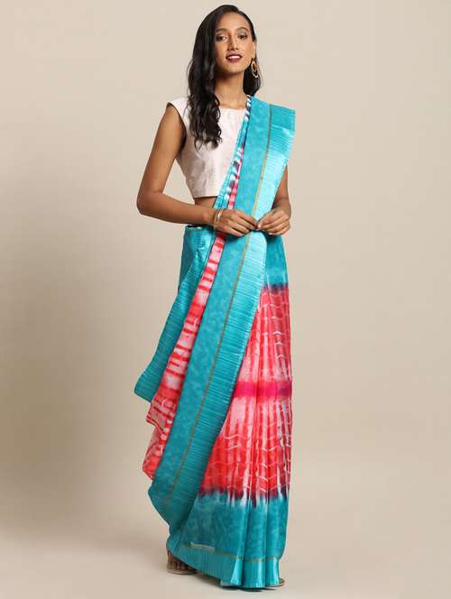 tie & dye kota doria saree with blouse - 17289936 - Very Small Image - 1