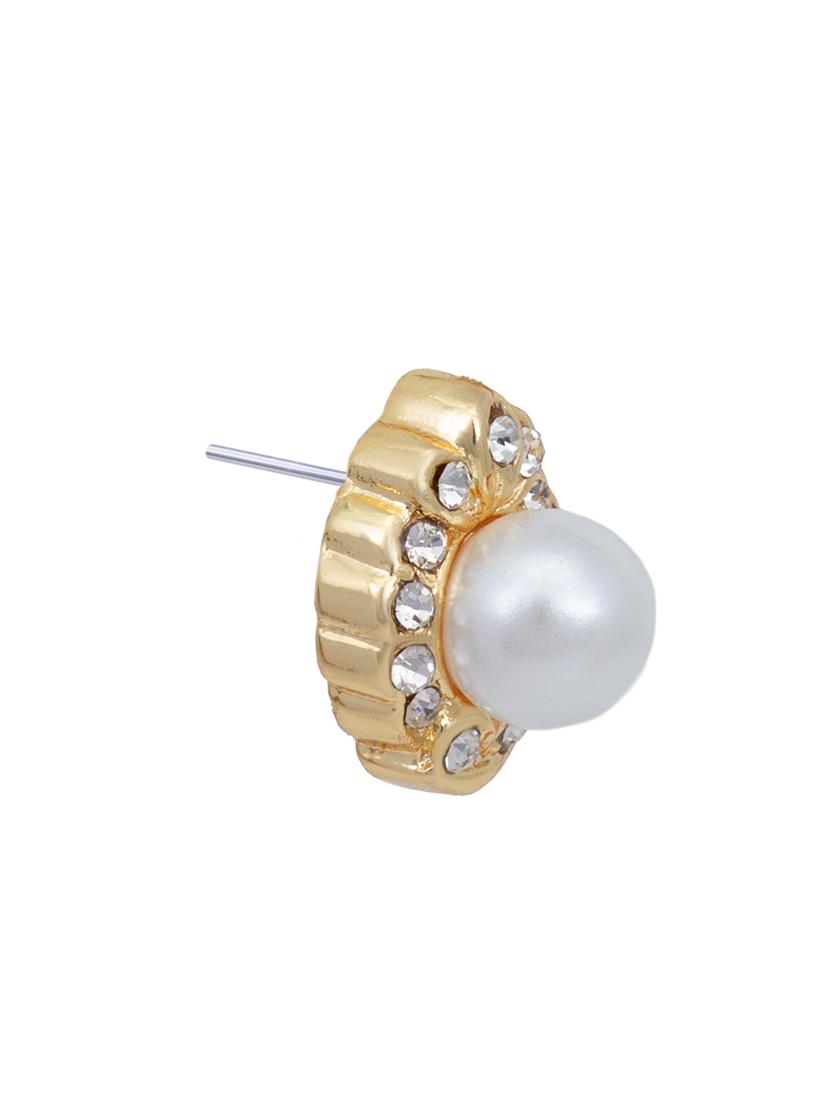 white metal studs earring - 17327613 - Standard Image - 3