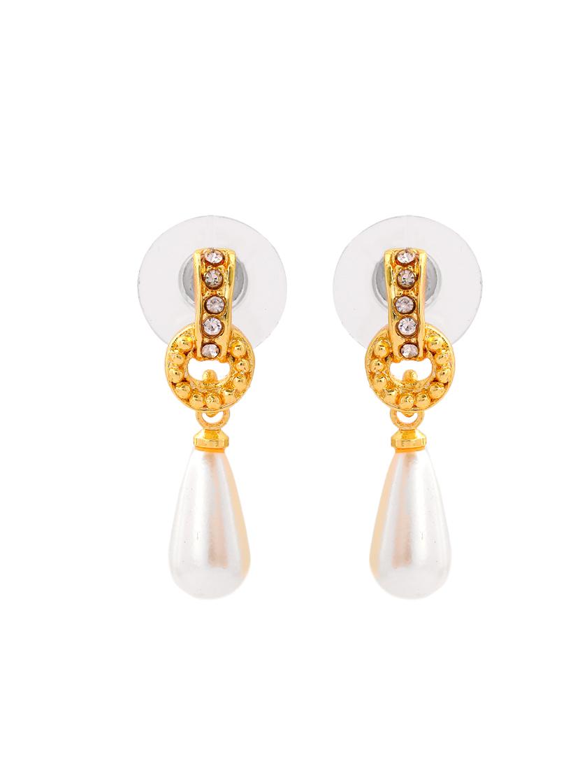 gold tone crown atef pearl drop earrings - 17327713 - Zoom Image - 2