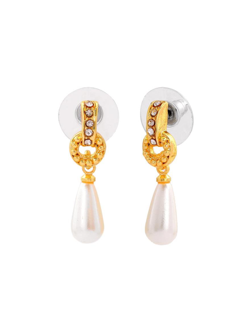 gold tone crown atef pearl drop earrings - 17327713 - Zoom Image - 3
