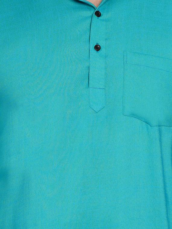 green solid short kurta - 17332956 - Standard Image - 4