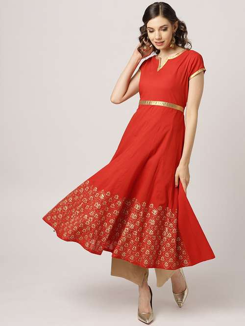 golden lace anarkali kurta - 17338778 - Very Small Image - 1