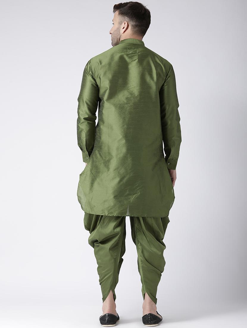 olive green dhoti kurta set - 17357043 - Standard Image - 2