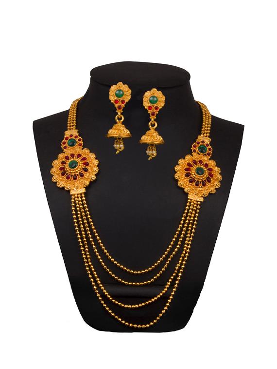 gold brass necklaces and earring - 17363902 - Standard Image - 2