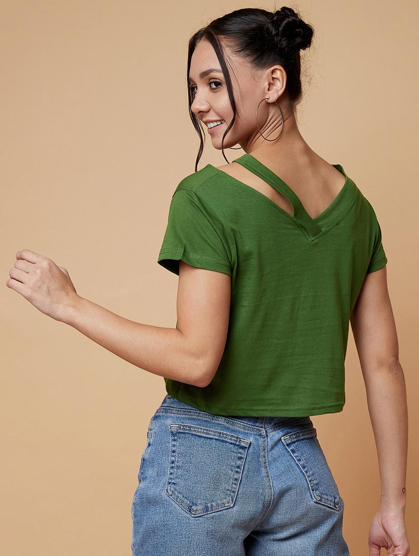 women's crop v neck top - 17368223 - Zoom Image - 2