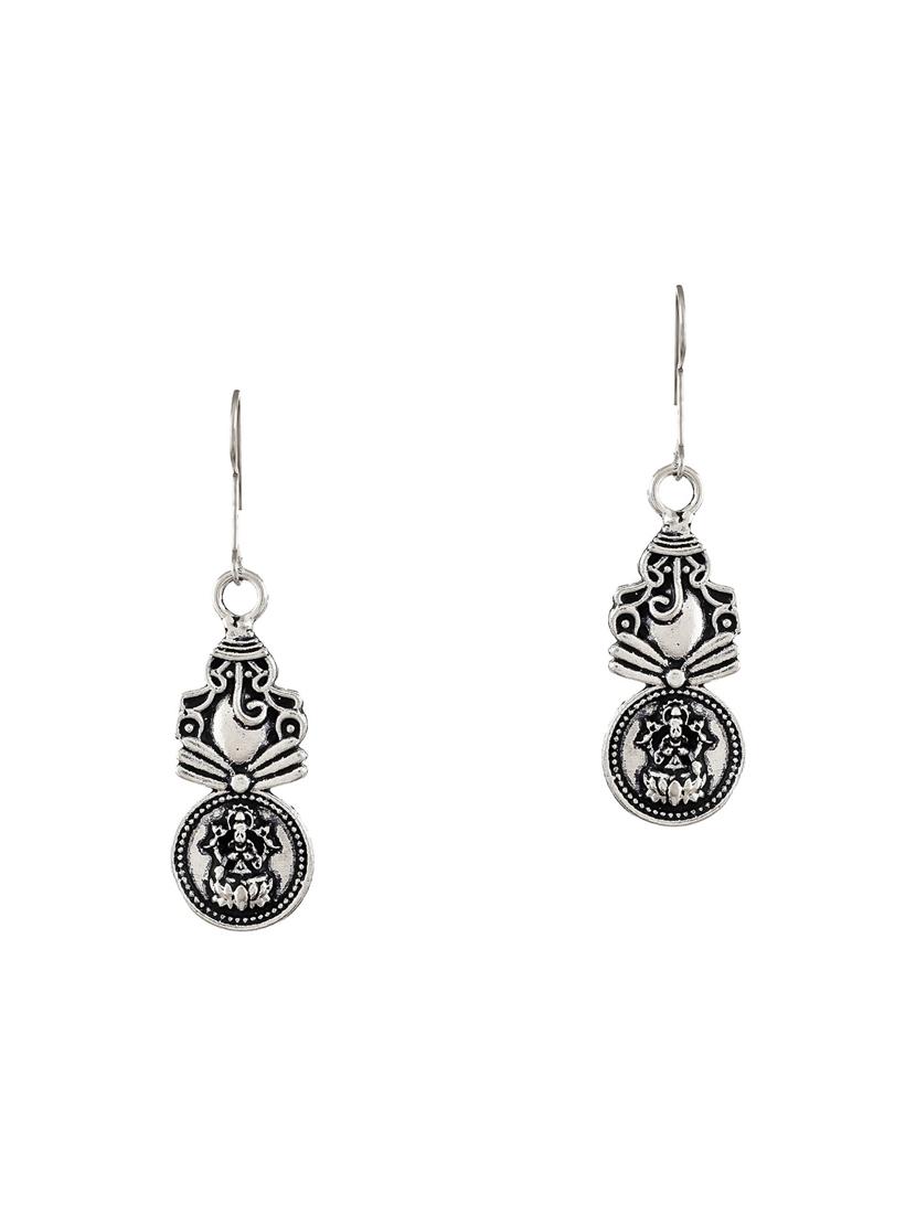 oxidised silver choker necklace with earring - 17400662 - Zoom Image - 3