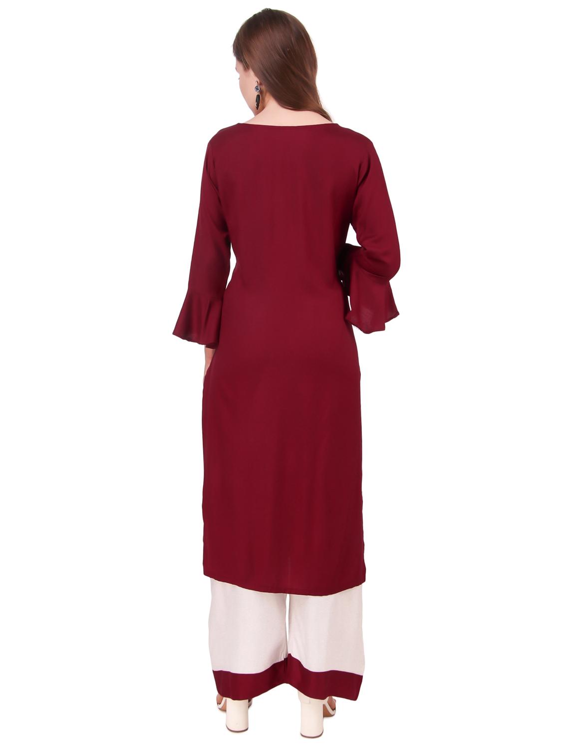 embroidered kurta palazzo set - 17401500 - Zoom Image - 2
