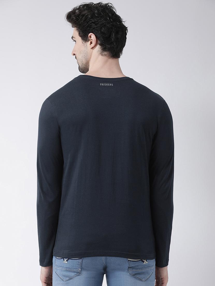 navy blue chest print t-shirt - 17411518 - Standard Image - 2