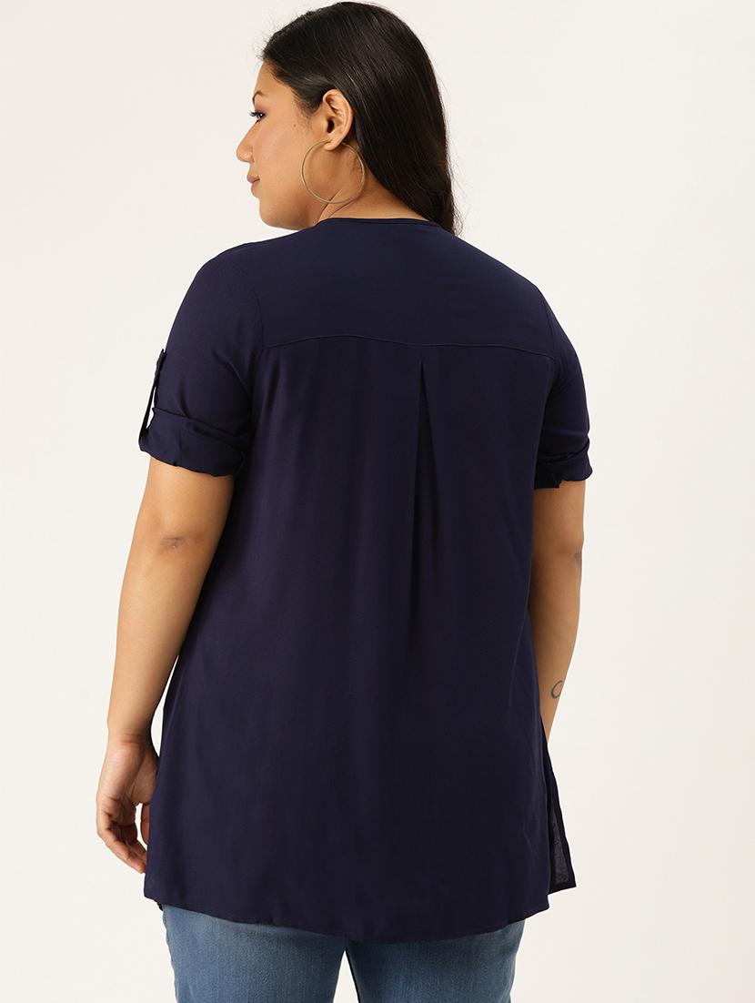 mandarin neck plus shirt - 17418059 - Zoom Image - 2