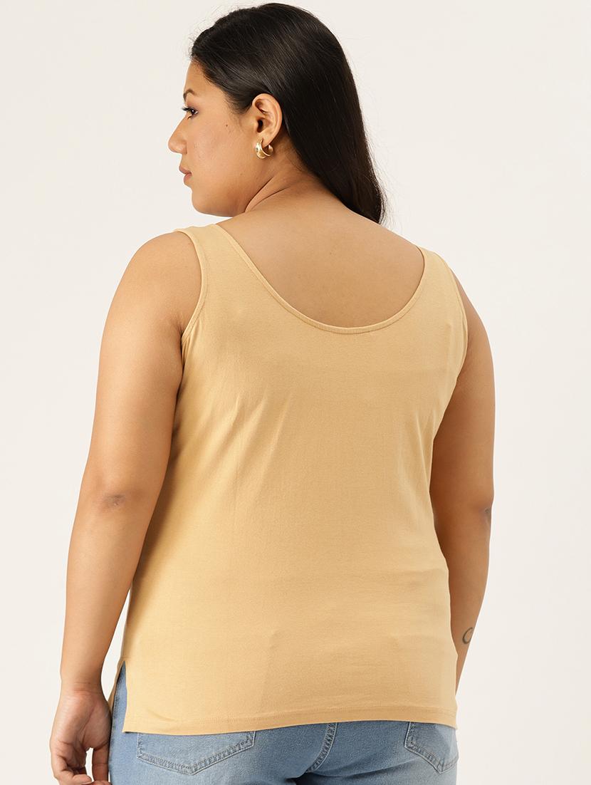 beige cotton lycra regular tshirt - 17418144 - Zoom Image - 2