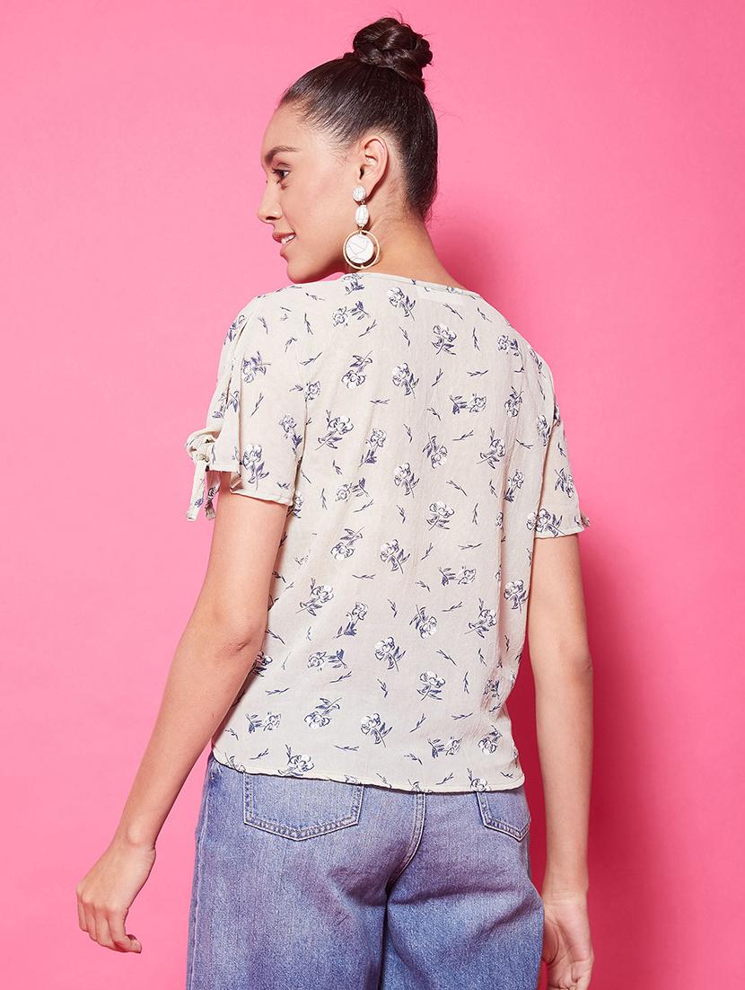 women's crop overlap neck top - 17424507 - Standard Image - 3