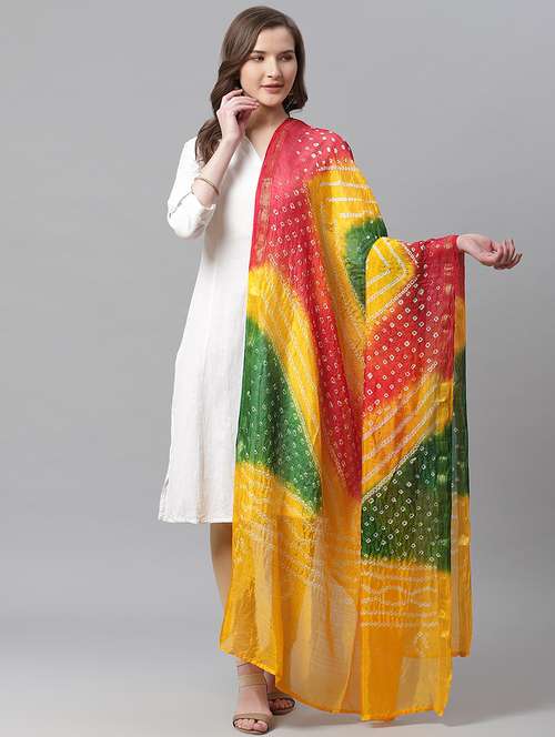 multi colored crepe dupatta - 17429424 - Very Small Image - 1