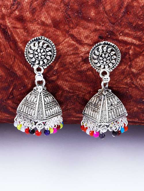 silver metal drop earring - 17449810 - Very Small Image - 1