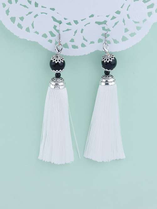 white metal drop earring - 17449831 - Very Small Image - 1