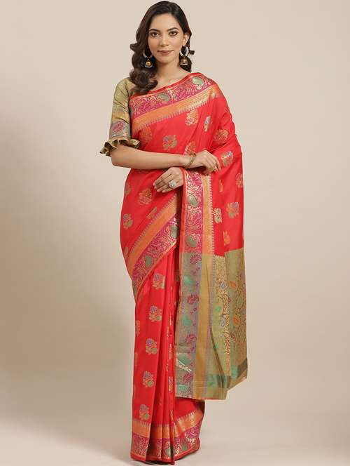 women's banarasi saree with blouse - 17469028 - Very Small Image - 1