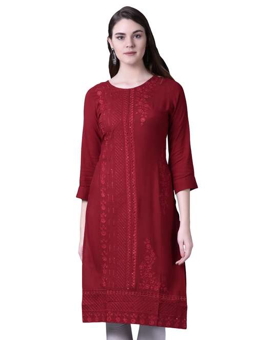 embroidered straight kurta - 17476788 - Very Small Image - 1