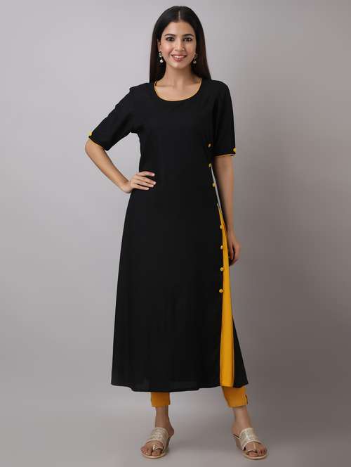 solid rayon a-line kurta - 17484849 - Very Small Image - 1