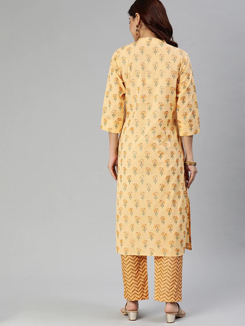 lemon sherbet floral kurta pant set - 17558447 - Standard Image - 2
