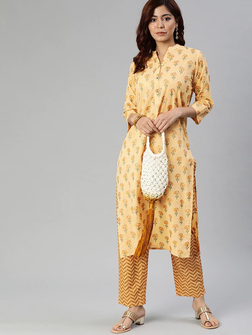 lemon sherbet floral kurta pant set - 17558447 - Standard Image - 3