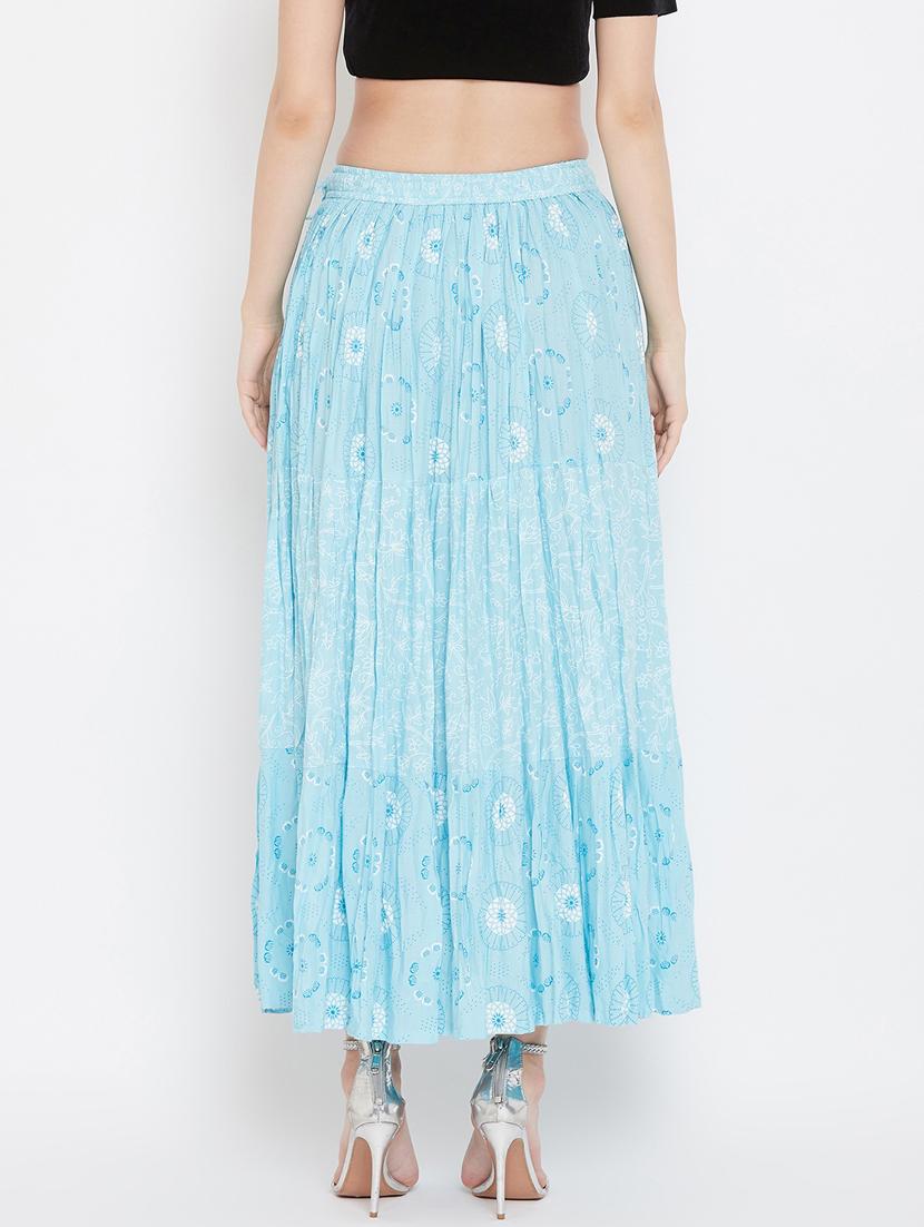 light blue rayon flared skirt - 17659268 - Standard Image - 2