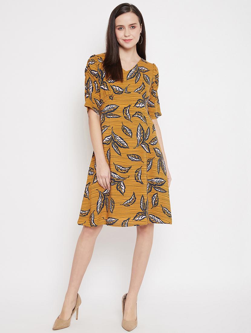 women's leaf print dress - 17669196 - Standard Image - 3