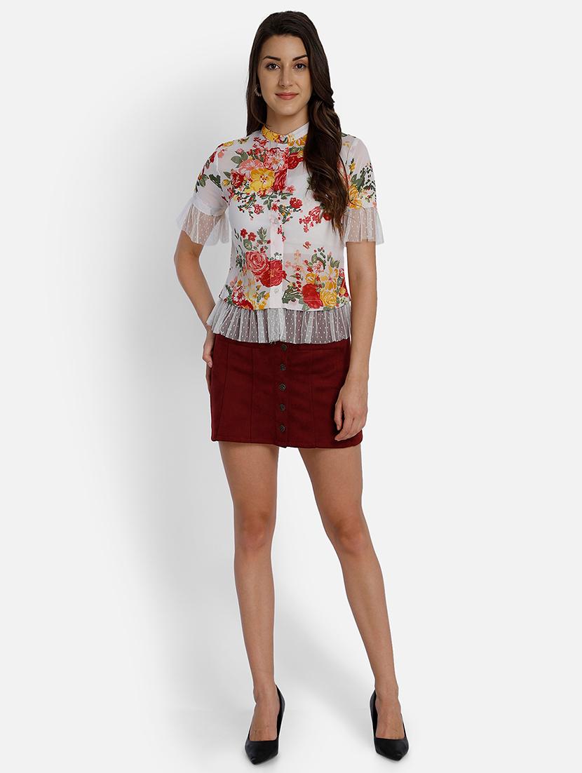 women's straight mandarin neck top - 17693235 - Standard Image - 3