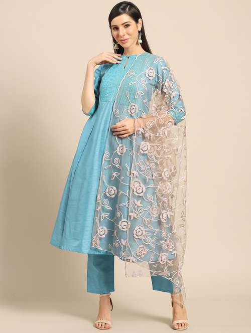 beige net dupatta - 17693354 - Very Small Image - 1