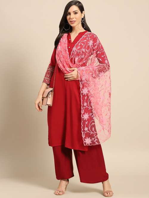 pink net dupatta - 17693359 - Very Small Image - 1