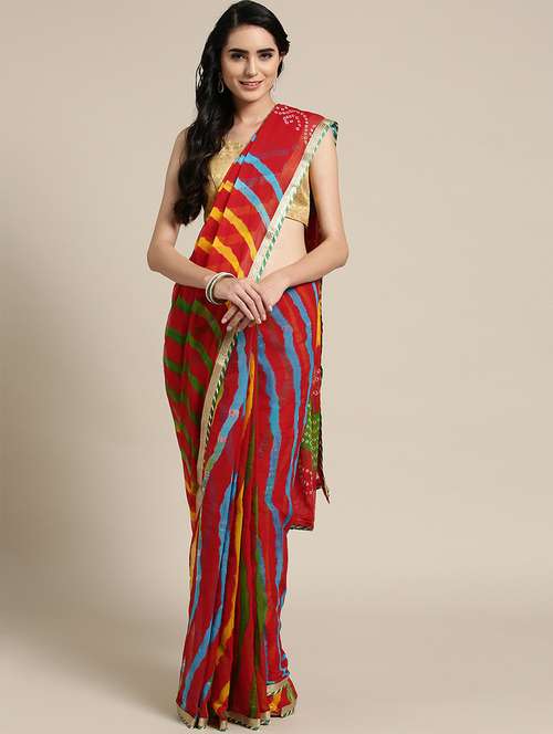 women printed saree with blouse - 17695696 - Very Small Image - 1
