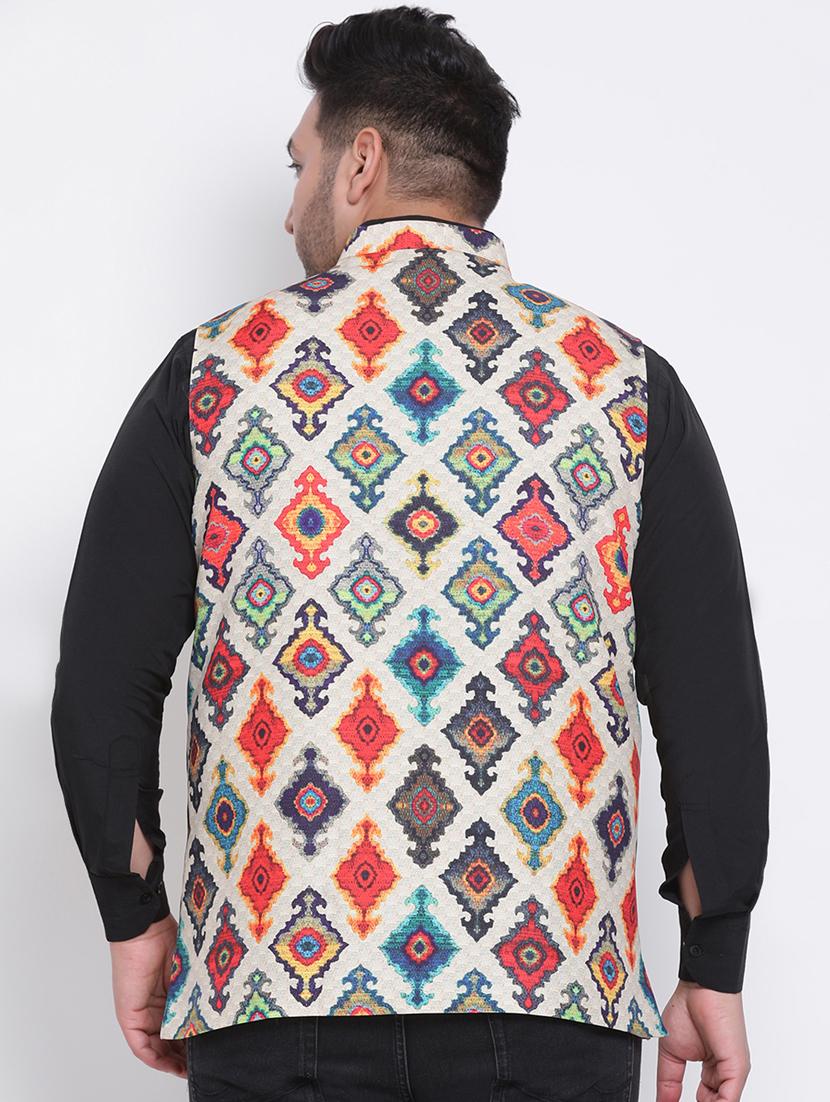 multi colored printed nehru jacket - 17718815 - Zoom Image - 2