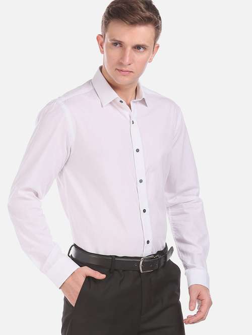 white solid formal shirt - 17727521 - Very Small Image - 1