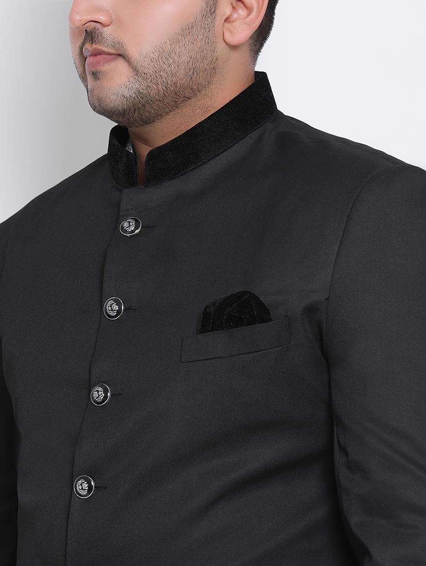 black solid sherwani set - 17733759 - Zoom Image - 5