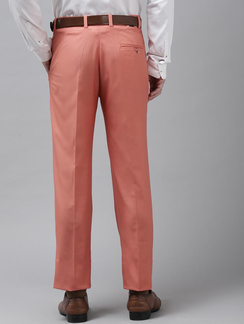 peach solid flat front formal trouser - 17733809 - Standard Image - 2