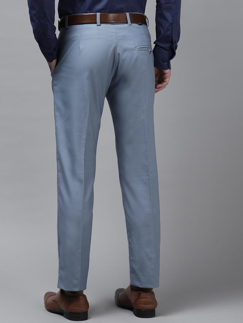 grey solid flat front formal trouser - 17733810 - Zoom Image - 2