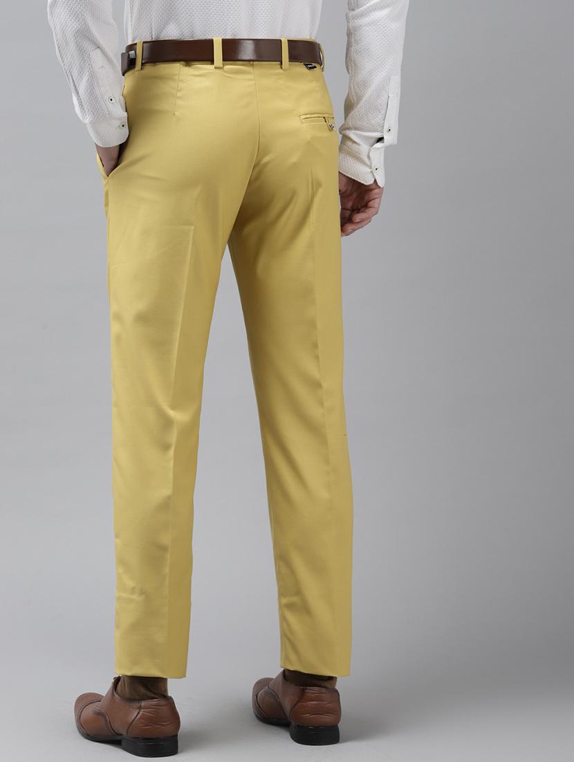 yellow solid flat front formal trouser - 17733815 - Standard Image - 2