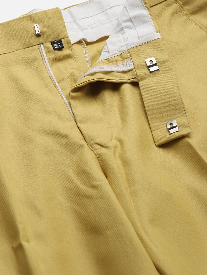 yellow solid flat front formal trouser - 17733815 - Standard Image - 4