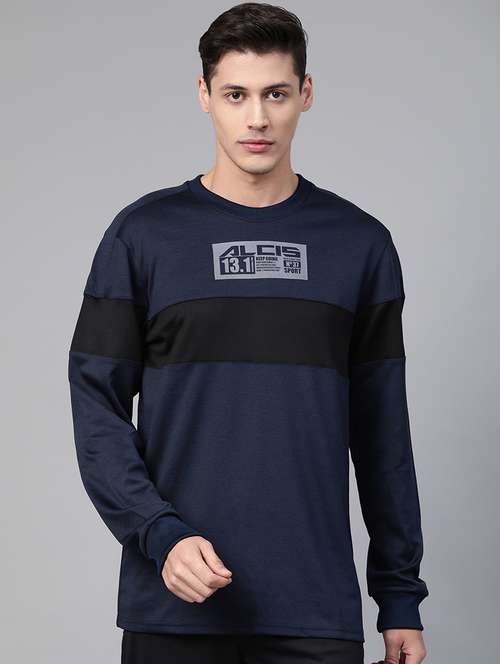 navy blue printed cut & sew sweatshirt - 17749723 - Very Small Image - 1