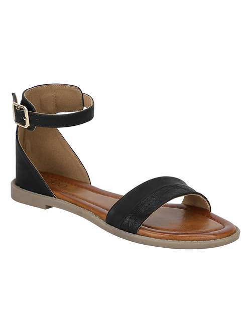 black leatherette ankle strap sandals - 17786822 - Very Small Image - 1