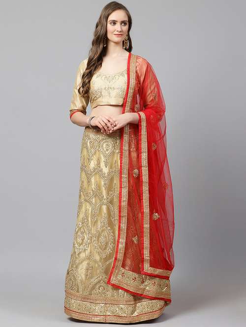 beige net aline lehenga - 17795558 - Very Small Image - 1