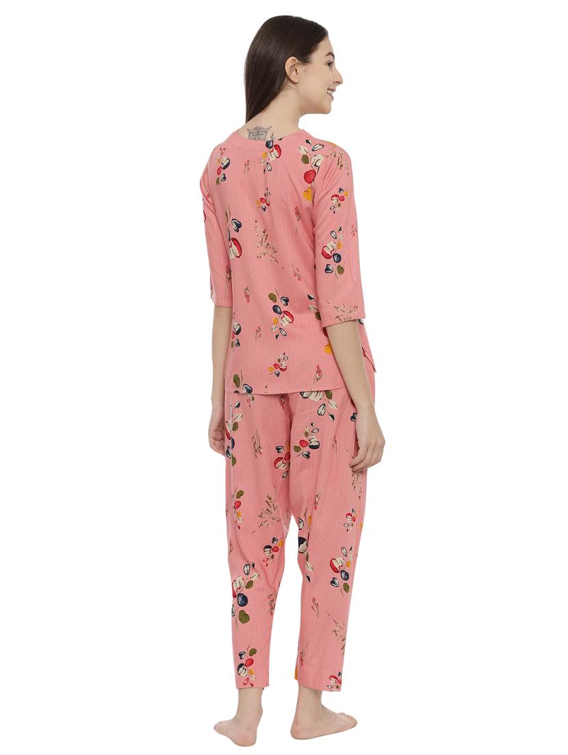 round neck printed nightwear pajama set - 17816752 - Standard Image - 2