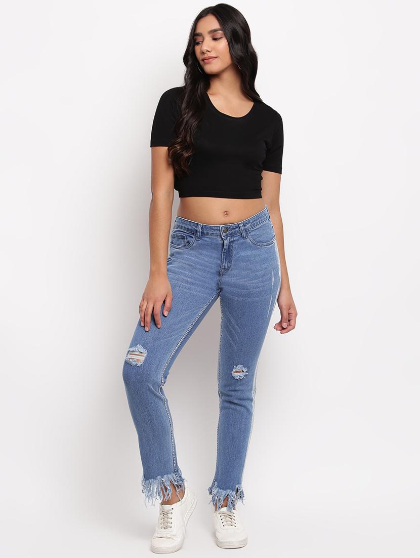 women's distress slim fit jeans - 17822461 - Standard Image - 3