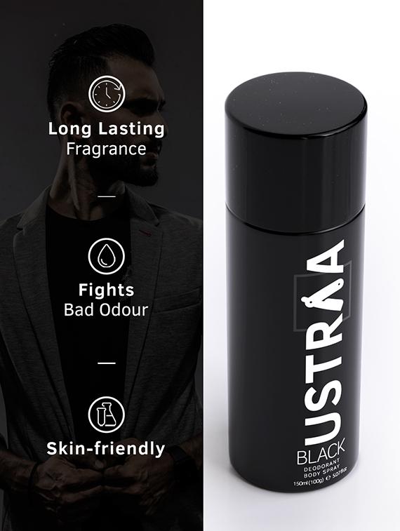 ustraa black deodorant - 150ml & face wash neem and charcoal - 200g - 17847509 - Standard Image - 2