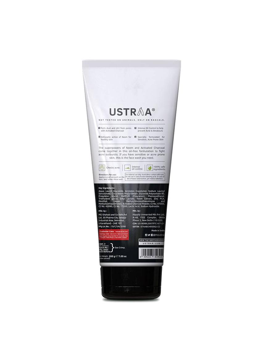 ustraa black deodorant - 150ml, de-tan face scrub - 100g & face wash neem and charcoal - 200g - 17847511 - Standard Image - 3