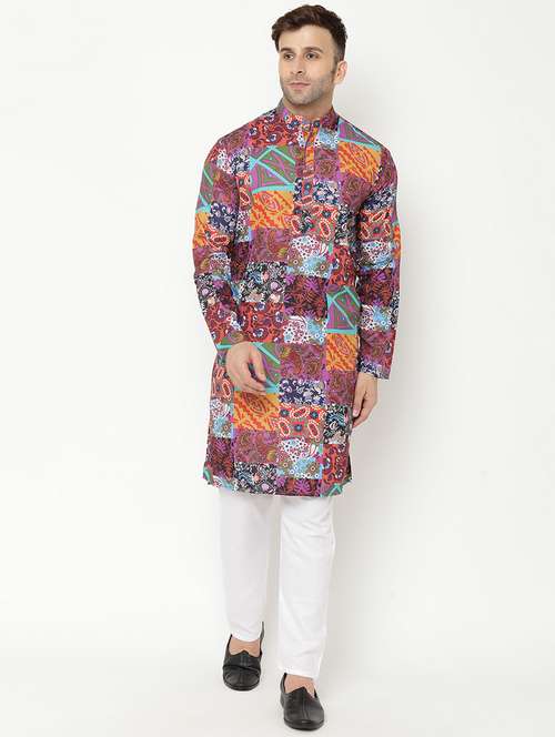 multi colored printed kurta pyjama set - 17855777 - Very Small Image - 1