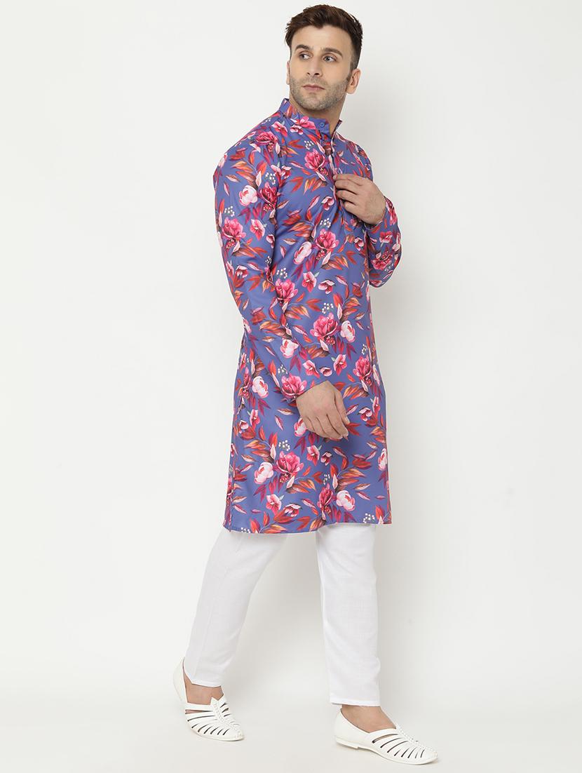 purple floral kurta pyjama set - 17855879 - Zoom Image - 2