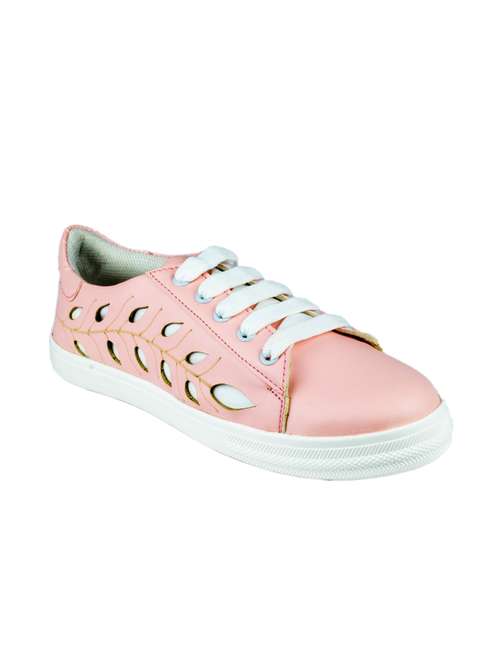 pink synthetic laceup casual shoes - 17892591 - Very Small Image - 1